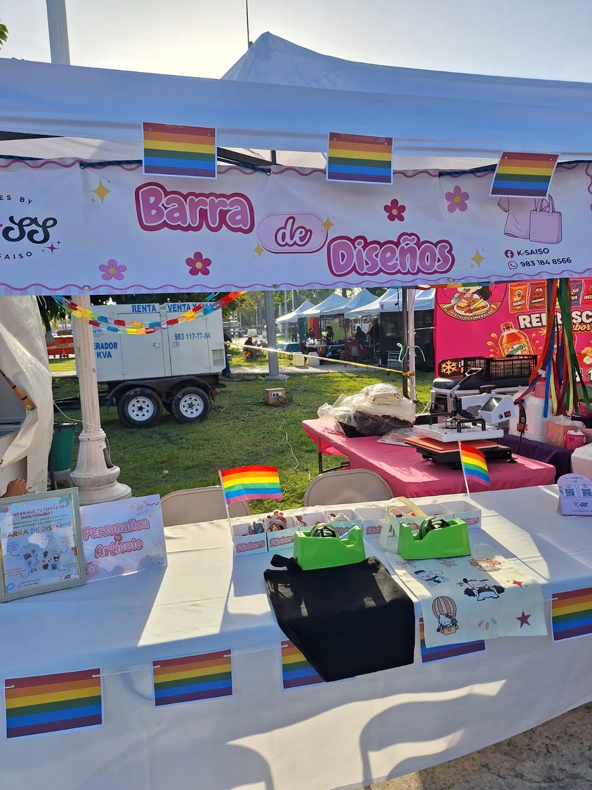 Stand de la Barra de Diseños de K-Saiso preparado para un evento